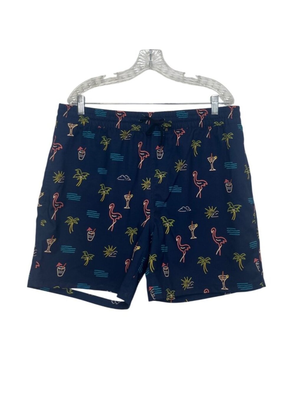 Momentum Swim Trunks Shorts Mens XL Blue Tropical Neon Print Summer